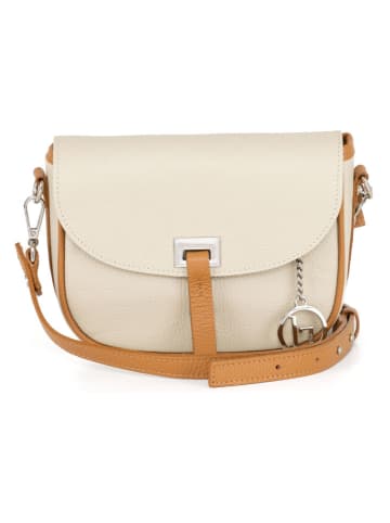 Lia Biassoni Leder-Umhängetasche "Neva" in Beige - (B)20 x (H)16 x (T)6 cm