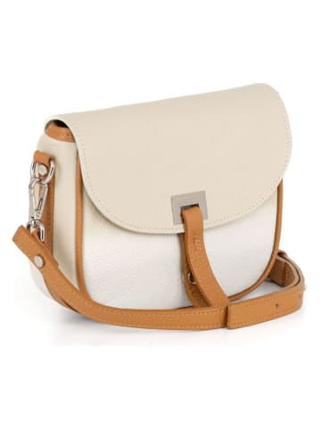 Lia Biassoni Skórzana torebka "Neva" w kolorze beżowym - 20 x 16 x 6 cm