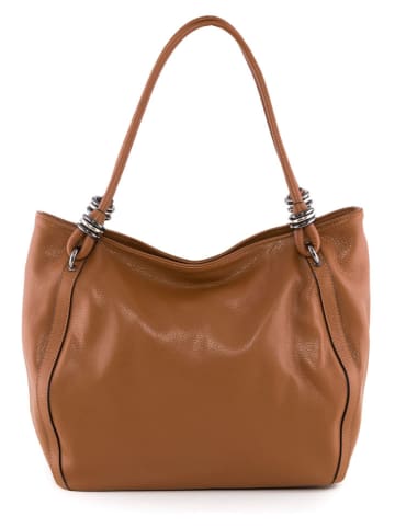 Lia Biassoni Leren schoudertas "Merula" lichtbruin - (B)32 x (H)28 x (D)14 cm