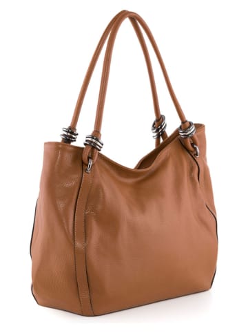 Lia Biassoni Skórzana torebka "Merula" w kolorze jasnobrązowym - 32 x 28 x 14 cm