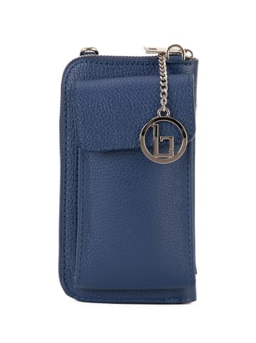 Lia Biassoni Leder-Handytasche "Cerca" in Blau - (B)11 x (H)19 x (T)4 cm