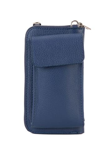 Lia Biassoni Leder-Handytasche "Cerca" in Blau - (B)11 x (H)19 x (T)4 cm