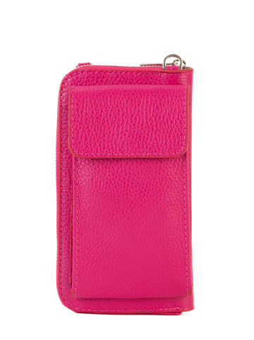 Lia Biassoni Skórzana torebka "Cerca" w kolorze różowym na telefon - 11 x 19 x 4 cm