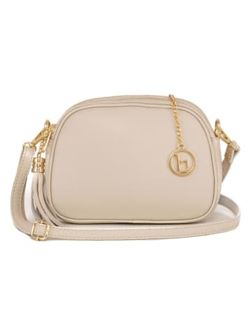 Lia Biassoni Leder-Umhängetasche "Flumendosa" in Beige - (B)23 x (H)17 x (T)7 cm