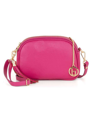 Lia Biassoni Leder-Umhängetasche "Flumendosa" in Pink - (B)23 x (H)17 x (T)7 cm