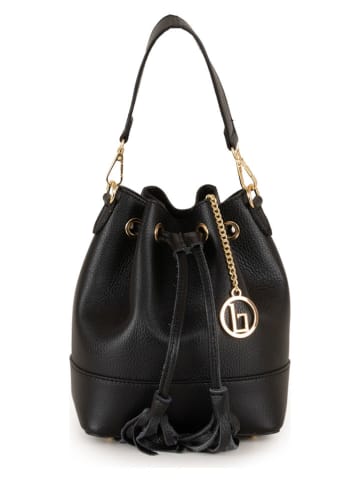 Lia Biassoni Leder-Henkeltasche "Torbido" in Schwarz - (B)19 x (H)22 x (T)12 cm