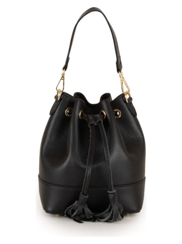 Lia Biassoni Leder-Henkeltasche "Torbido" in Schwarz - (B)19 x (H)22 x (T)12 cm