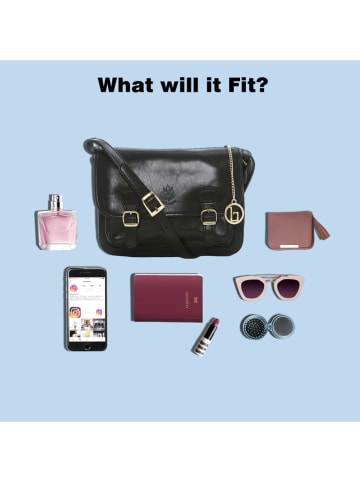 Lia Biassoni Leren schoudertas zwart - (B)26 x (H)19 x (D)12 cm