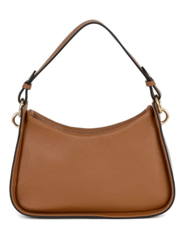 Lia Biassoni Leren schoudertas "Barbellino" lichtbruin - (B)27,5 x (H)14 x (D)8 cm