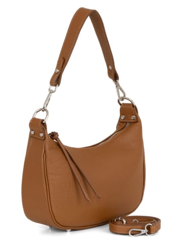 Lia Biassoni Leder-Schultertasche "Caldonazzo" in Hellbraun - (B)30 x (H)17 x (T)7 cm