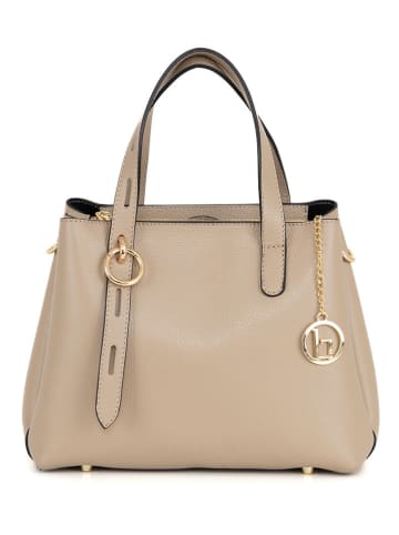 Lia Biassoni Leder-Henkeltasche "Verney" in Taupe - (B)28 x (H)21 x (T)12 cm