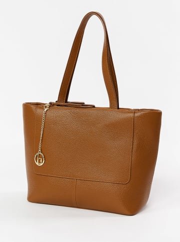 Lia Biassoni Leren schoudertas "Picchions" camel - (B)32 x (H)28 x (D)12 cm