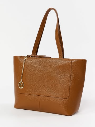 Lia Biassoni Leren schoudertas "Picchions" camel - (B)32 x (H)28 x (D)12 cm