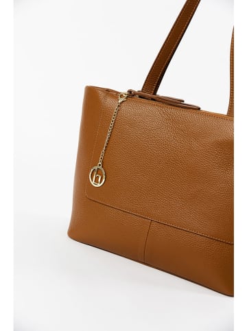 Lia Biassoni Leren schoudertas "Picchions" camel - (B)32 x (H)28 x (D)12 cm