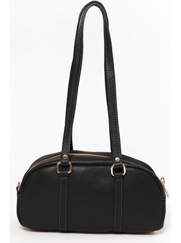 Lia Biassoni Leder-Schultertasche "Dollaro" in Schwarz - (B)28 x (H)15 x (T)8 cm