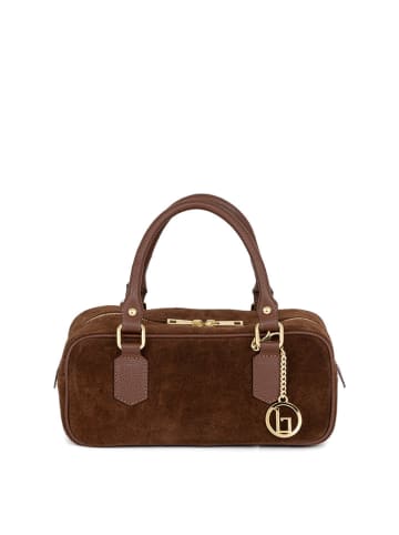 Lia Biassoni Leder-Henkeltasche "Suede" in Braun - (B)27 x (H)14 x (T)12 cm