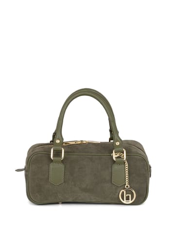 Lia Biassoni Leren handtas "Suede" olijfgroen - (B)27 x (H)14 x (D)12 cm