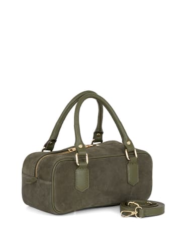 Lia Biassoni Skórzana torebka "Suede" w kolorze oliwkowym - 27 x 14 x 12 cm