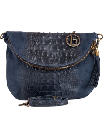 Lia Biassoni Leren schoudertas "Endine" donkerblauw - (B)22 x (H)18 x (D)2 cm
