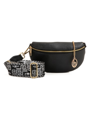 Lia Biassoni Leder-Umhängetasche "Irpino" in Schwarz - (B)23 x (H)12 x (T)2 cm