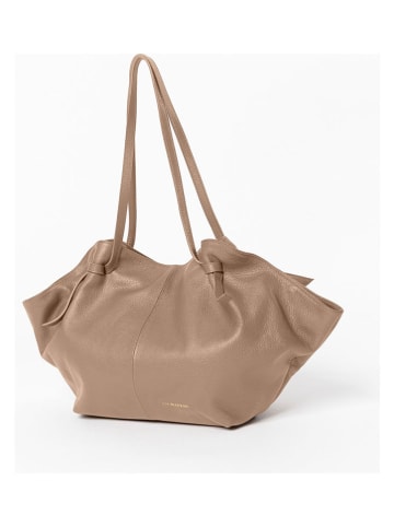 Lia Biassoni Leder-Shopper "Conza" in Taupe - (B)60 x (H)33 x (T)15 cm