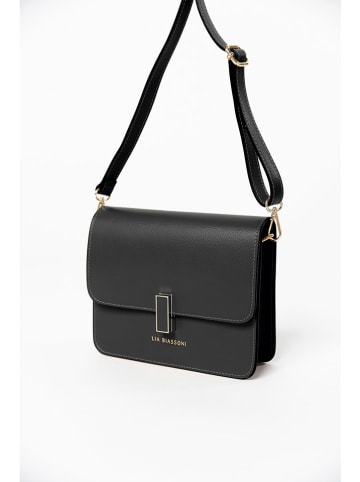 Lia Biassoni Leder-Umhängetasche "Disueri" in Schwarz - (B)22 x (H)19 x (T)7 cm
