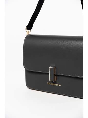 Lia Biassoni Leder-Umhängetasche "Disueri" in Schwarz - (B)22 x (H)19 x (T)7 cm