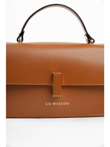 Lia Biassoni Leder-Henkeltasche in Hellbraun - (B)25 x (H)16 x (T)7 cm