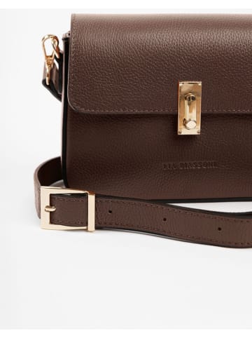 Lia Biassoni Leder-Umhängetasche "Carrione" in Braun - (B)22 x (H)16 x (T)7 cm