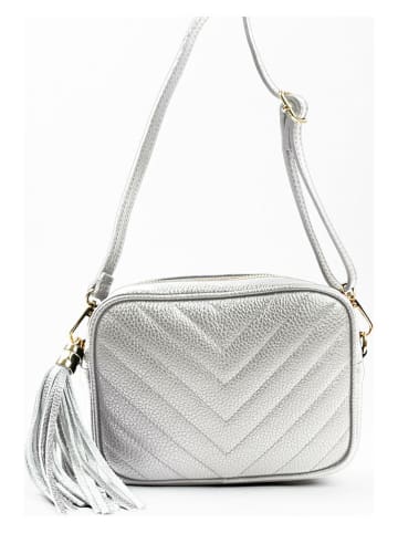 Lia Biassoni Leder-Umhängetasche "Mavigliano" in Silber - (B)22 x (H)16 x (T)7 cm