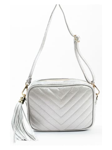 Lia Biassoni Leder-Umhängetasche "Mavigliano" in Silber - (B)22 x (H)16 x (T)7 cm