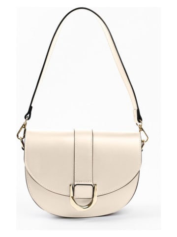 Lia Biassoni Leder-Schultertasche "Misegna" in Beige - (B)22 x (H)17 x (T)8 cm
