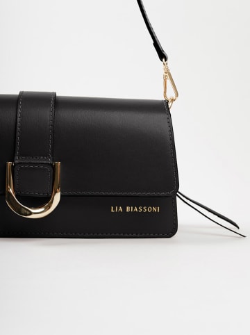 Lia Biassoni Leren schoudertas "Saraceno" zwart - (B)27 x (H)14 x (D)6 cm