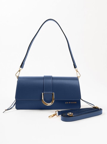 Lia Biassoni Leder-Schultertasche "Saraceno" in Dunkelblau - (B)27 x (H)14 x (T)6 cm