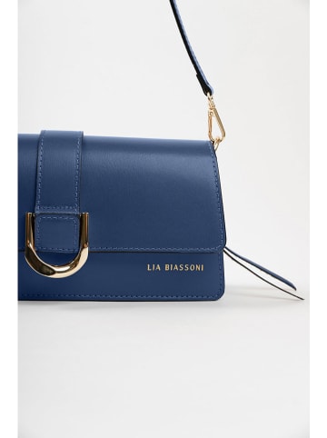 Lia Biassoni Leder-Schultertasche "Saraceno" in Dunkelblau - (B)27 x (H)14 x (T)6 cm