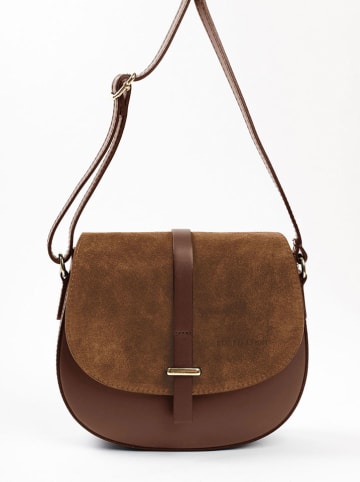 Lia Biassoni Leder-Umhängetasche "Corsalone" in Braun - (B)23 x (H)20 x (T)6 cm