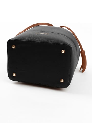 Lia Biassoni Leder-Henkeltasche "Ancinale" in Schwarz - (B)25 x (H)27 x (T)17 cm