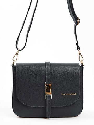 Lia Biassoni Leder-Umhängetasche  in Schwarz - (B)24 x (H)18 x (T)8 cm