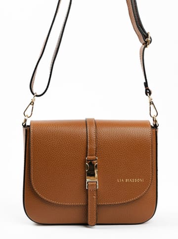 Lia Biassoni Leder-Umhängetasche  in Hellbraun - (B)24 x (H)18 x (T)8 cm