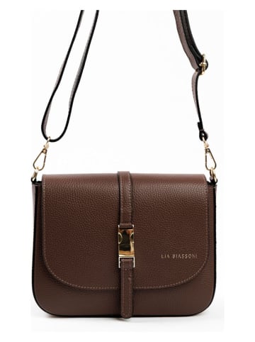 Lia Biassoni Leren schoudertas "Follone" bruin - (B)24 x (H)18 x (D)8 cm