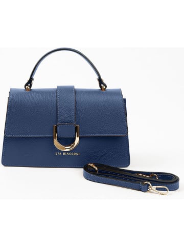 Lia Biassoni Leren handtas "Archiano" donkerblauw - (B)25 x (H)16 x (D)8,5 cm