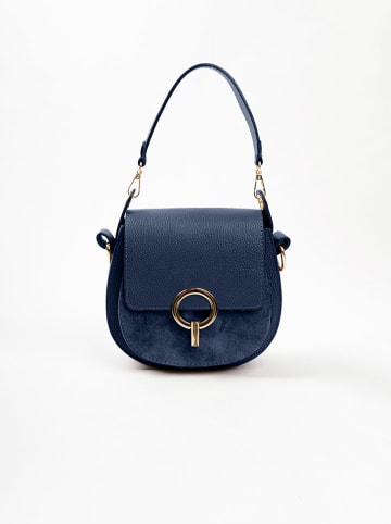 Lia Biassoni Leder-Schultertasche "Catona" in Dunkelblau - (B)20 x (H)19 x (T)9 cm