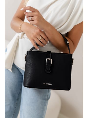 Lia Biassoni Leder-Henkeltasche in Schwarz - (B)25 x (H)20 x (T)12 cm