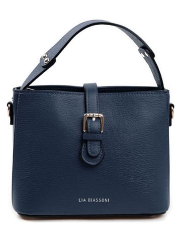 Lia Biassoni Leren handtas donkerblauw - (B)25 x (H)20 x (D)12 cm