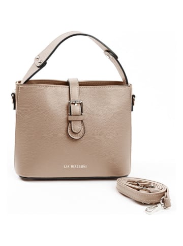Lia Biassoni Leder-Henkeltasche "Sinello" in Taupe - (B)25 x (H)20 x (T)12 cm