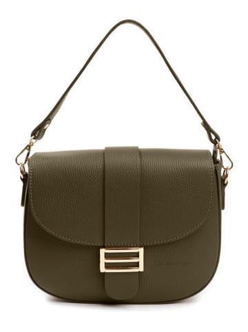 Lia Biassoni Leder-Schultertasche in Khaki - (B)27 x (H)22 x (T)7 cm