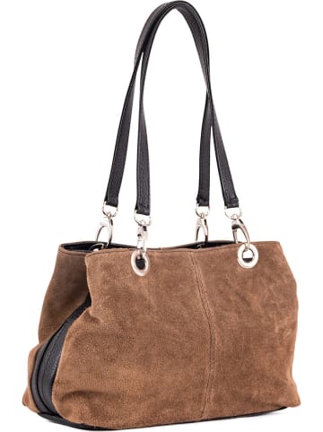 Lia Biassoni Leren schoudertas taupe - (B)32 x (H)20 x (D)14 cm