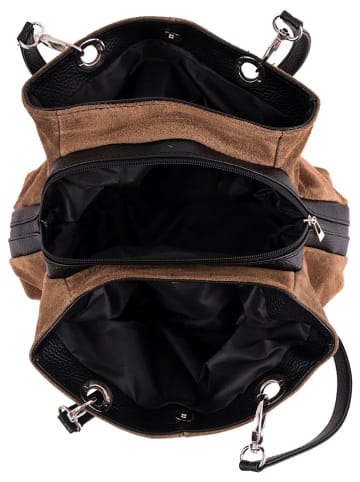 Lia Biassoni Leder-Schultertasche in Taupe - (B)32 x (H)20 x (T)14 cm