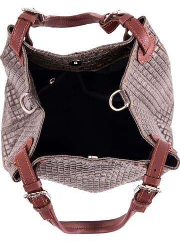 Lia Biassoni Skórzana torebka w kolorze szarym - 34 x 29 x 21 cm