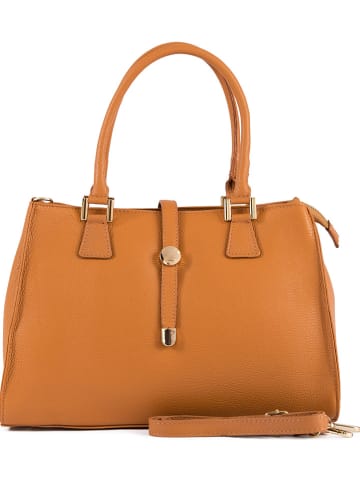 Lia Biassoni Leder-Henkeltasche in Cognac - (B)35 x (H)25 x (T)11 cm